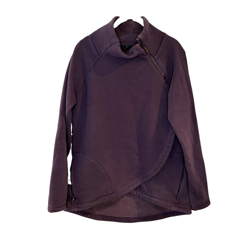 Athleta Cozy Karma Asym Pullover Women Small S Purple Fleece‎ Wrap Sweatshirt